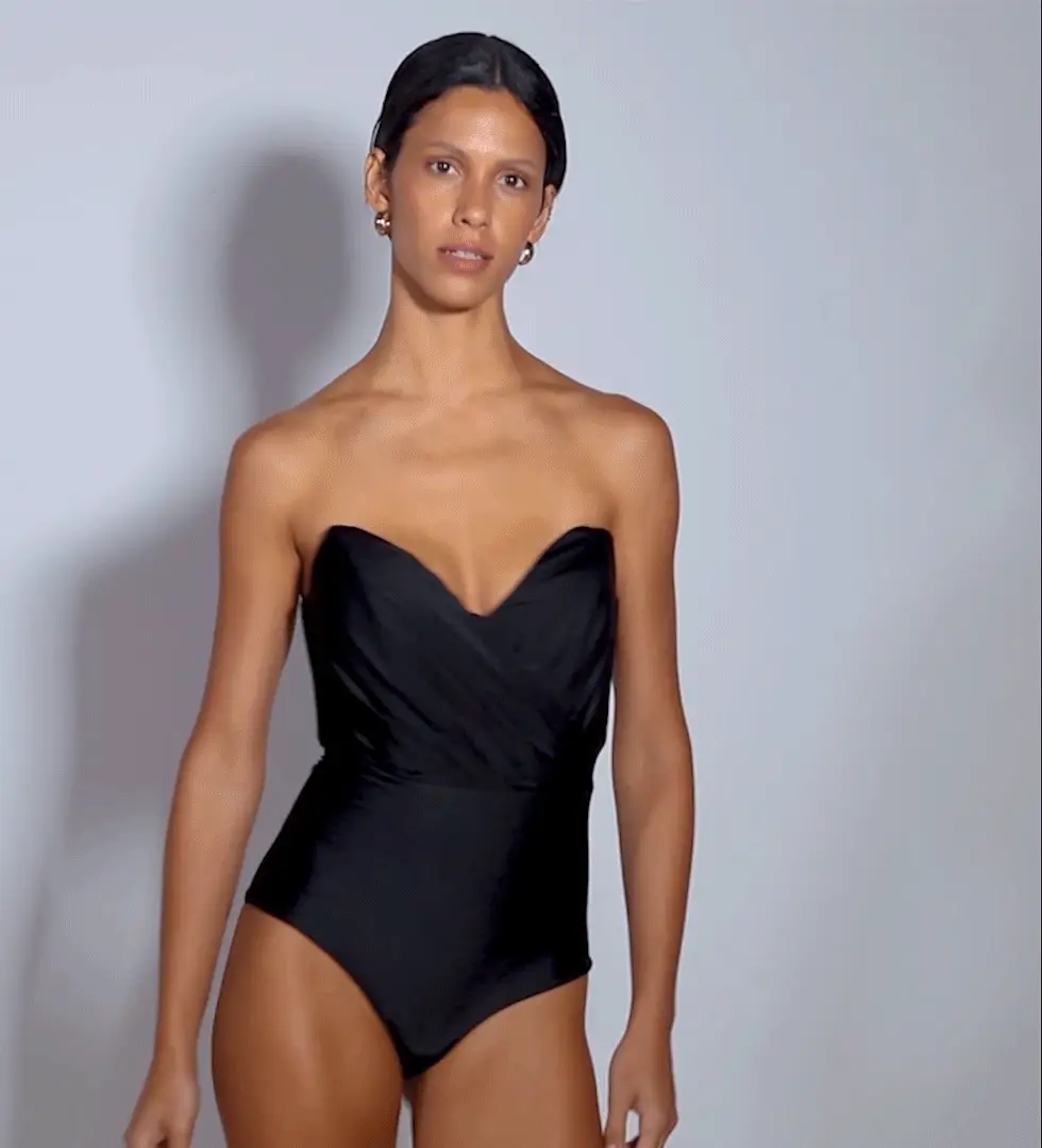 The Ocean Muse Drapped One Piece Black - Image 4