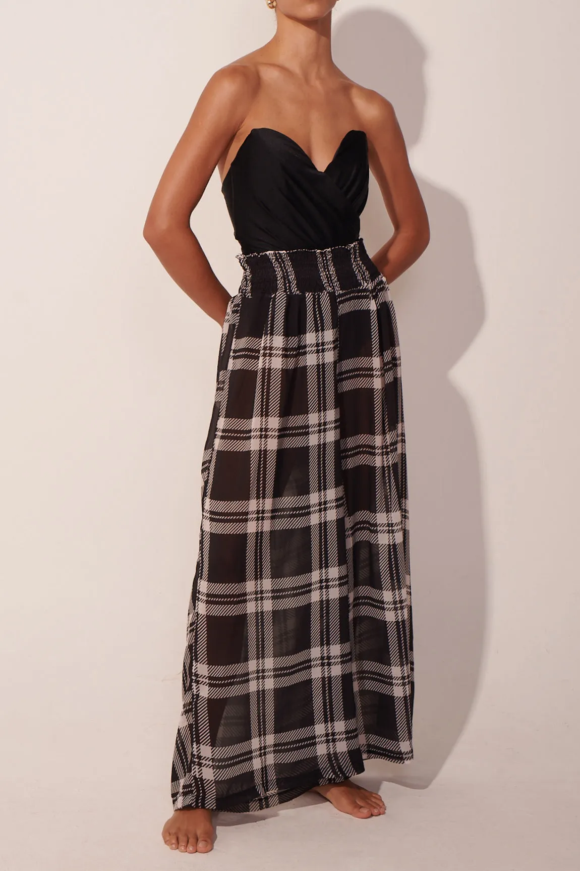 The Vintage Checked Maxi Pants Black - Image 3